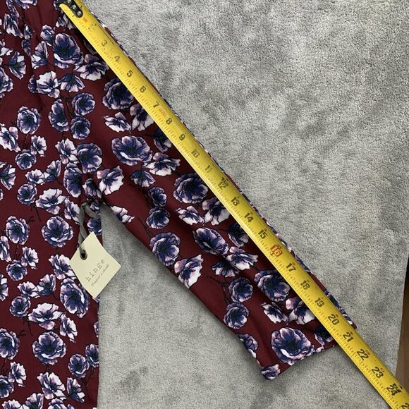 Hinge Shirt Women Size 1 Burgundy Top Floral Print Career Boho Basic Long Sleeve - Picture 4 of 9